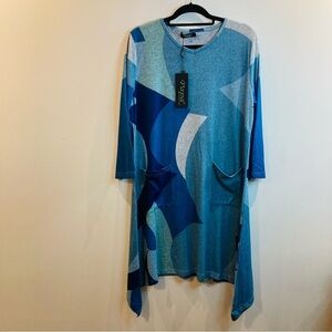 PAPA VANCOUVER Sz XL Asymmetrical Handkerchief Hem Line Patch  Pockets Tunic NEW